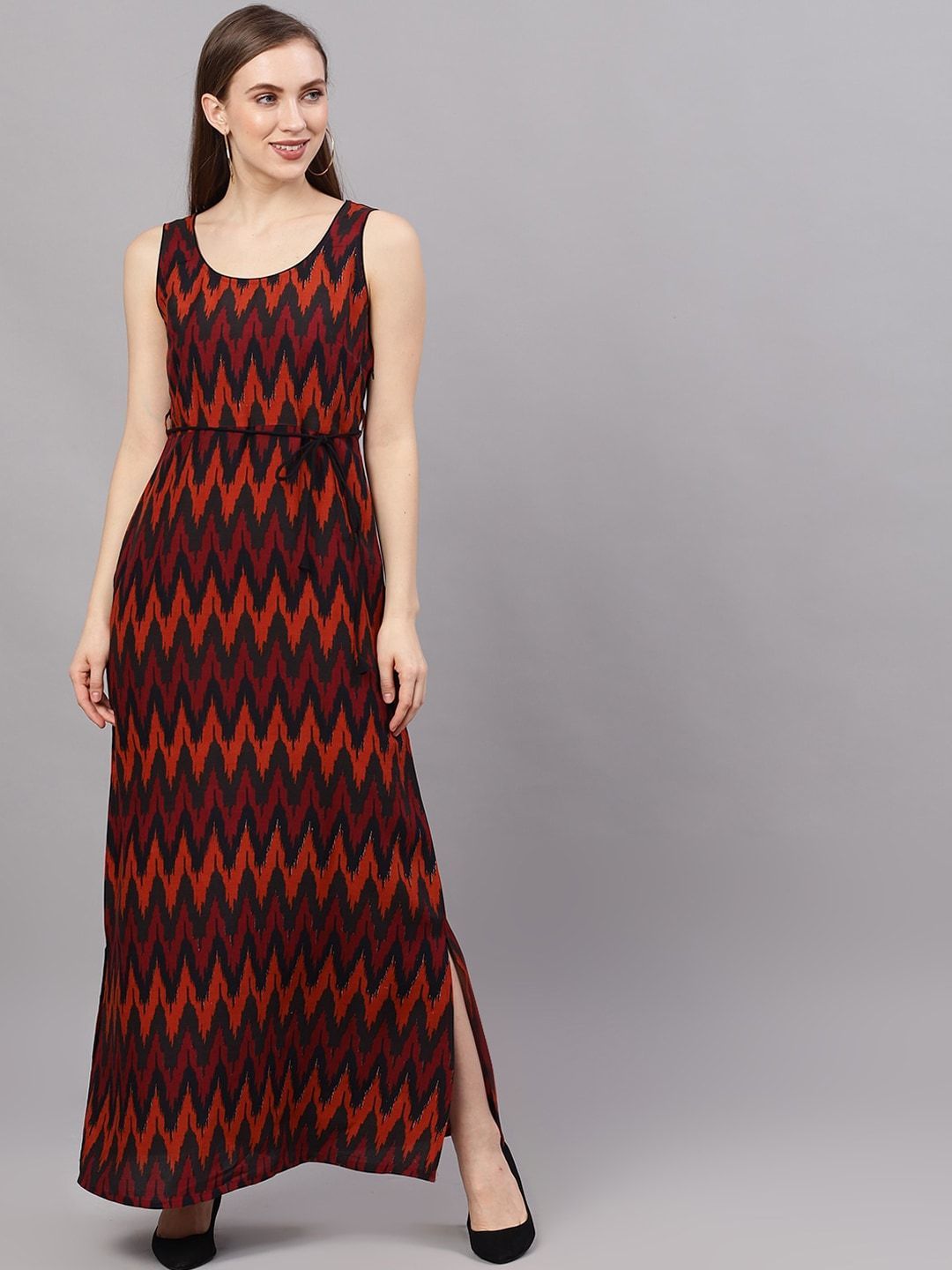 Women's  Black Printed Maxi Dress