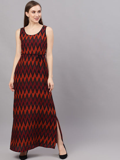 Women's  Black Printed Maxi Dress