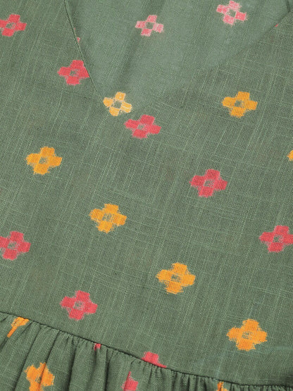 Women's Olive Green & Mustard Yellow Printed Tunic