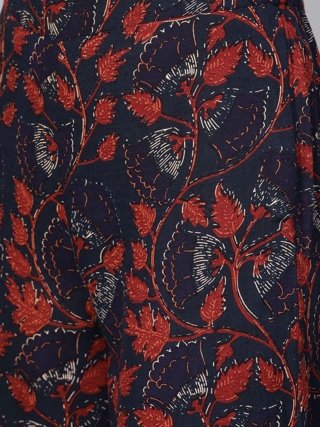 Women's  Maroon & Navy Blue Solid Kurta with Palazzos