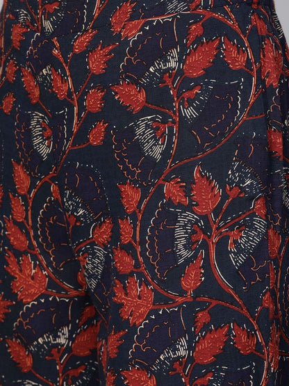 Women's  Maroon & Navy Blue Solid Kurta with Palazzos