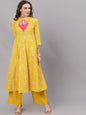 Women's  Yellow Printed Anarkali Kurta
