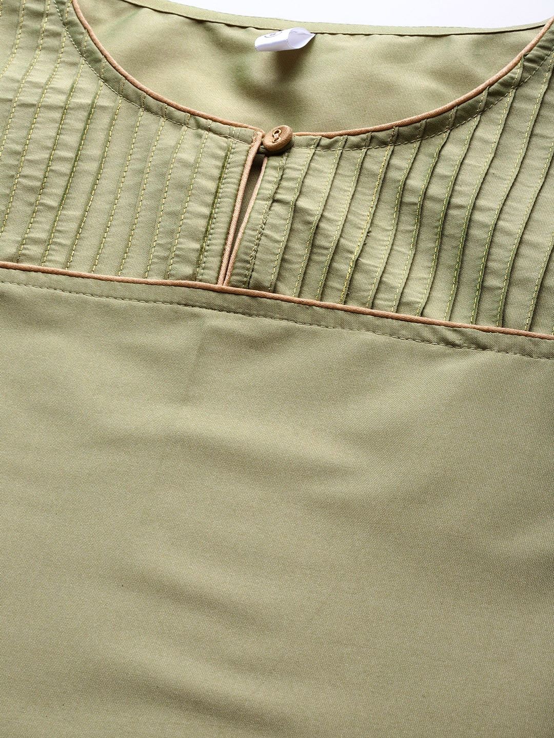 Women's  Olive Green Solid Kurta with Palazzos & Dupatta