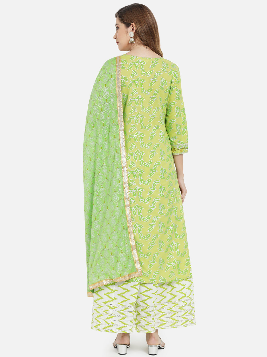 Women's Green Printed Straight Kurta set