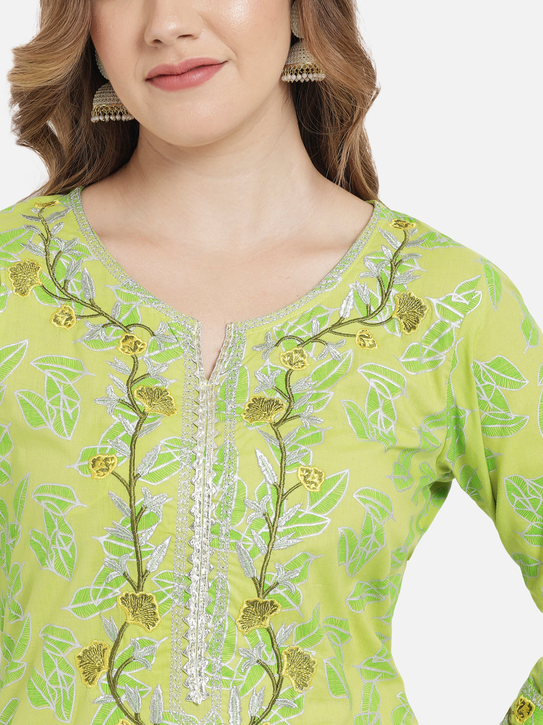 Women's Green Printed Straight Kurta set