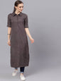 Women's  Blue & Grey Woven Design Pathani Kurta