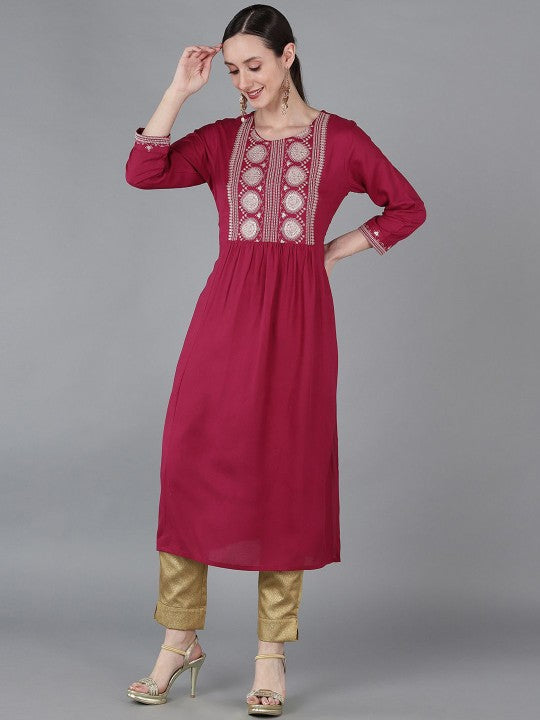 Women's Silk Blend Yoke Design Kurta
