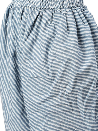 Women's  Blue & White Bandhani Printed Kurta with Dhoti Pants
