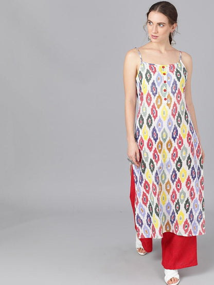 Women's  Multicoloured Printed Straight Kurta