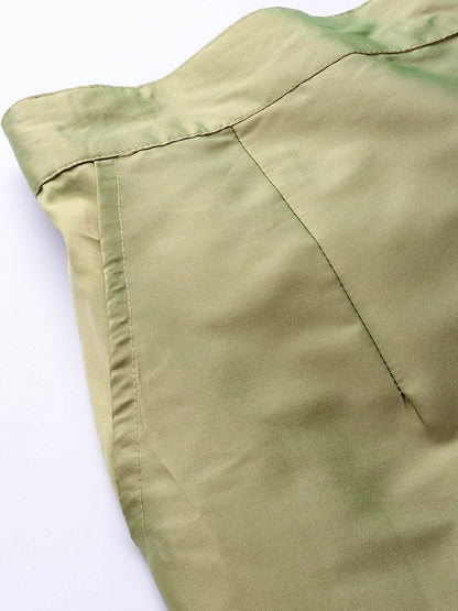 Women's  Olive Green Solid Kurta with Palazzos & Dupatta
