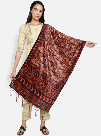 Women's Multicolored Polyster Velvet  Digital Printed Dupatta