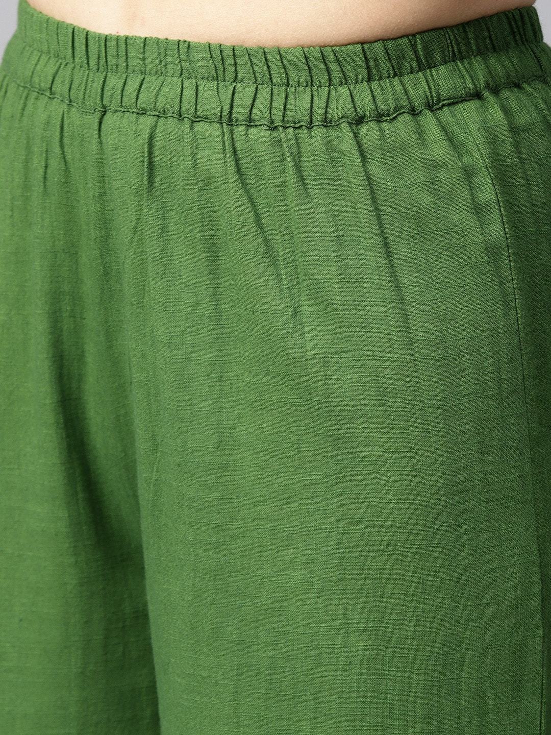 Women's  Green Printed Kurta with Palazzos