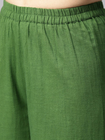 Women's  Green Printed Kurta with Palazzos