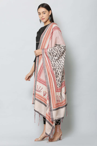 Women's Multicolored Art Silk Digital Printed Dupatta