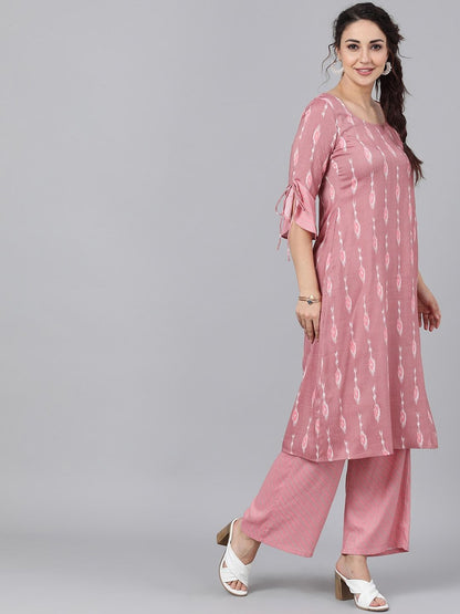 Women's  Mauve Printed Kurta with Palazzos