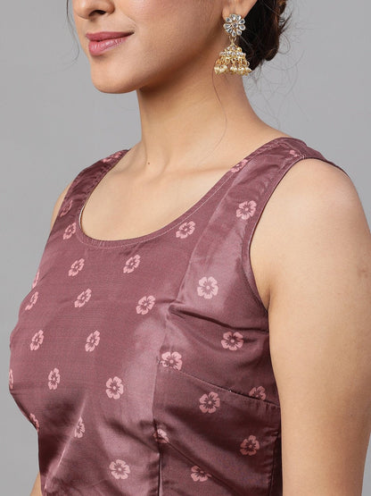 Women Brown & Peach Lehenga Choli With Net Dupatta Set by AKS (3 P