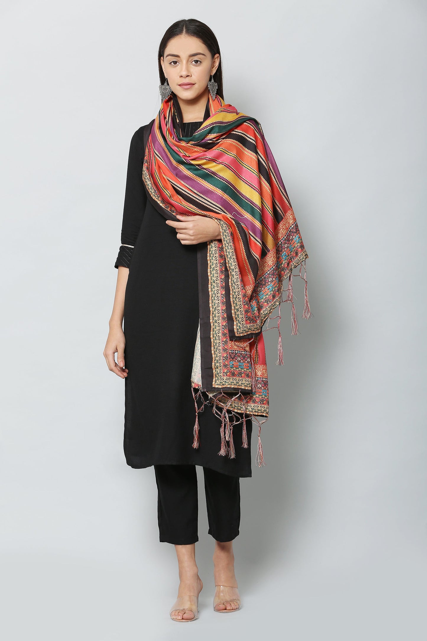 Women's Multicolored Art Silk Digital Printed Dupatta