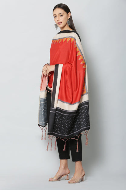 Women's Red Color Art Silk Digital Printed Dupatta