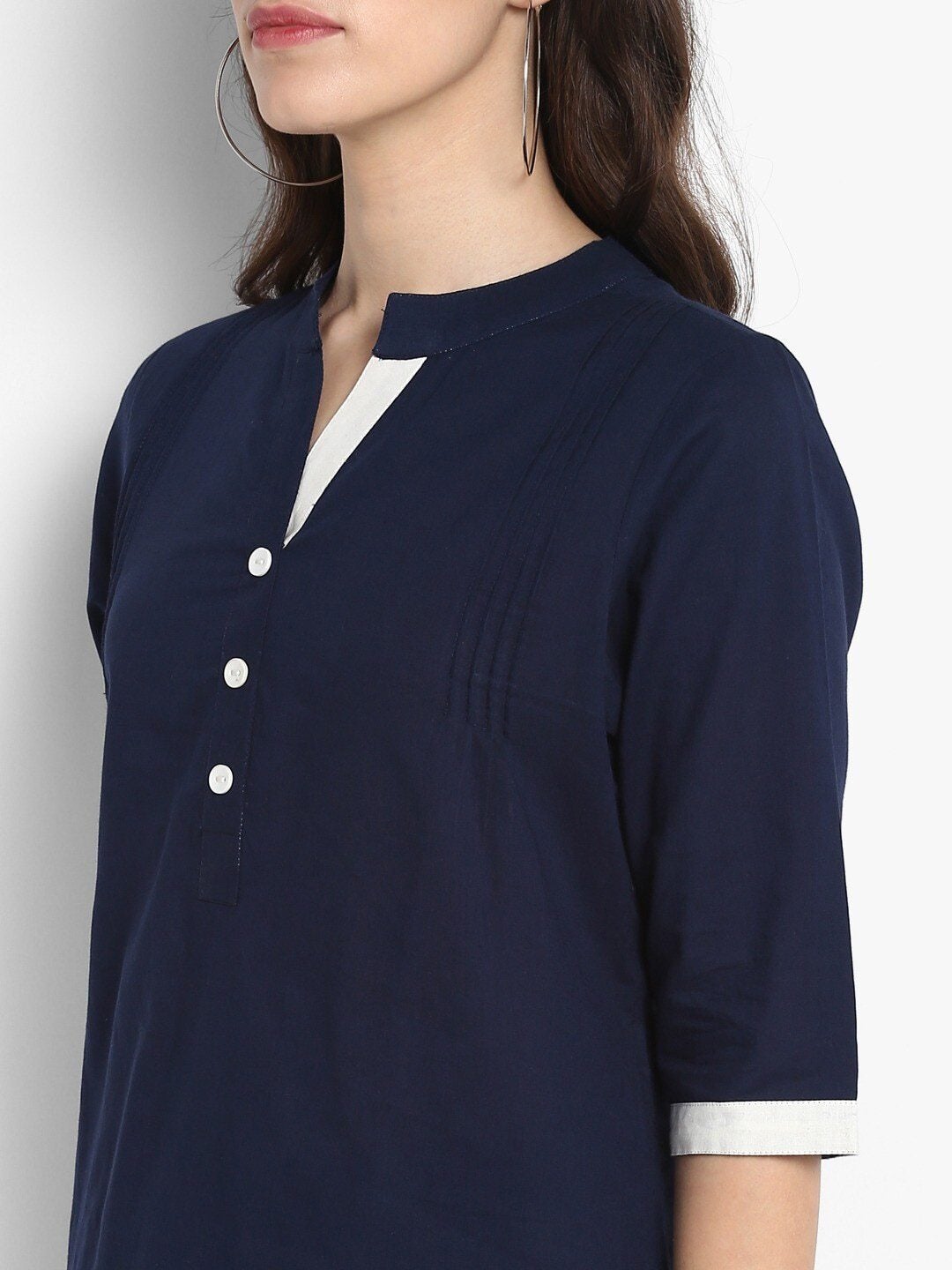 Women's Navy Blue Solid Top