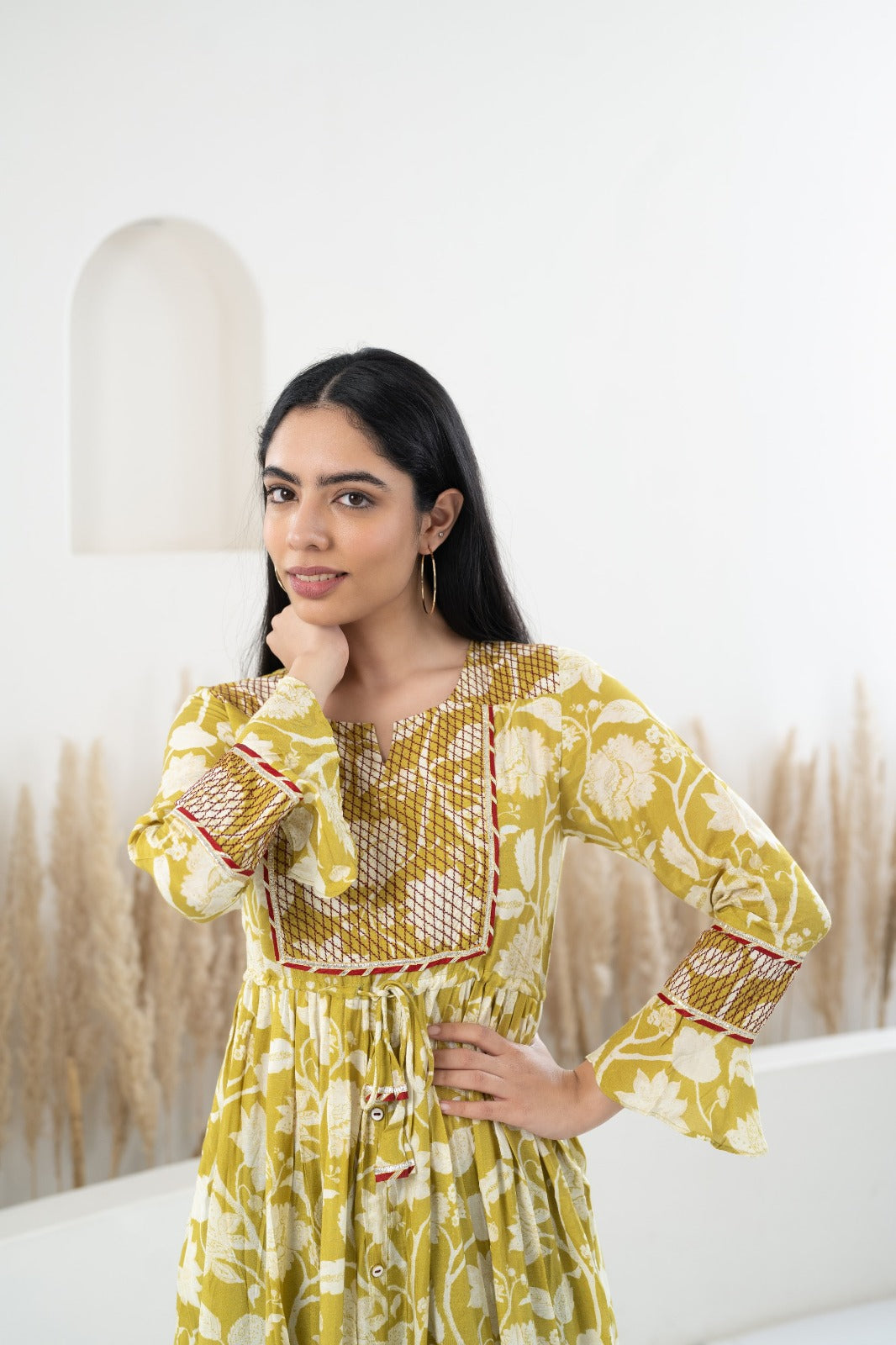 Womenâ€™s Yellow Printed Traditional Dress by Myshka-