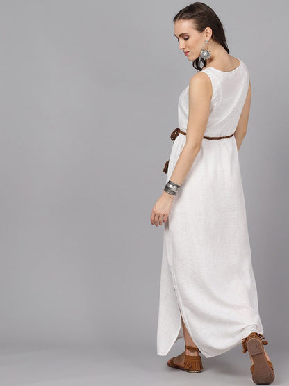 Women's  Off-White Self Design Maxi Dress