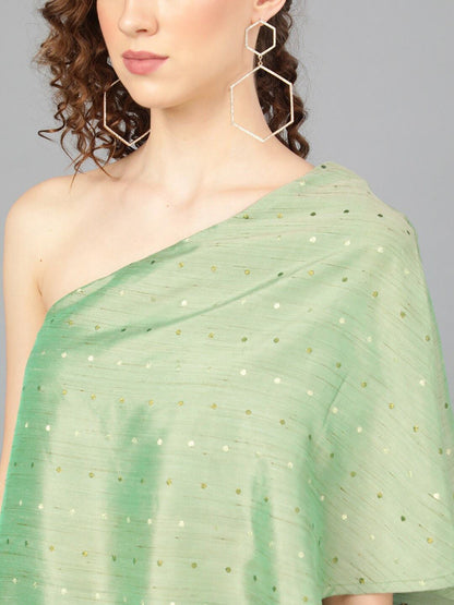 Women's Green Ready to Wear Lehenga with Cape Blous