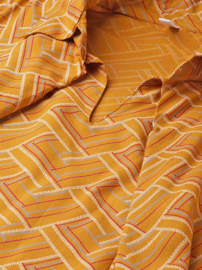Women's  Mustard Yellow Printed Maternity Shirt Dress