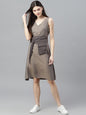 Women's  Grey Solid A-Line Dress