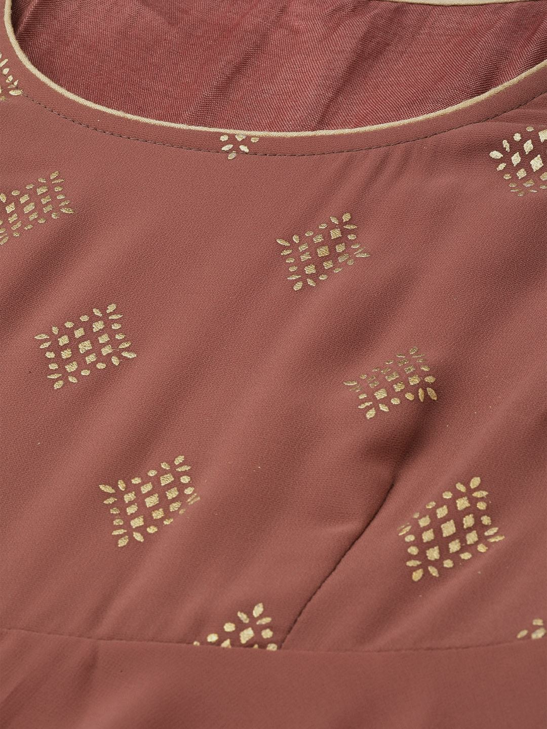 Women's  Brown Printed Detail Gown