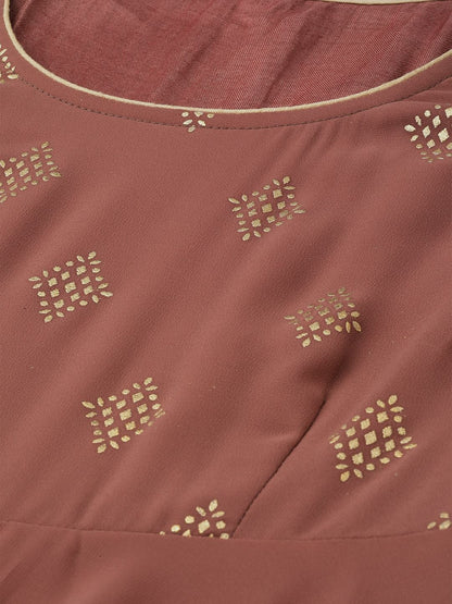 Women's  Brown Printed Detail Gown