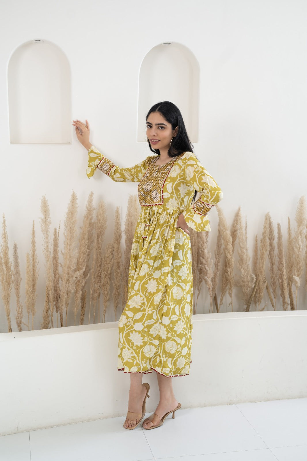 Womenâ€™s Yellow Printed Traditional Dress by Myshka-
