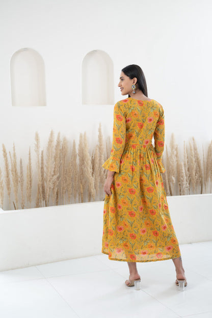 Womenâ€™s Mustard Printed Traditional Dress by Myshka-