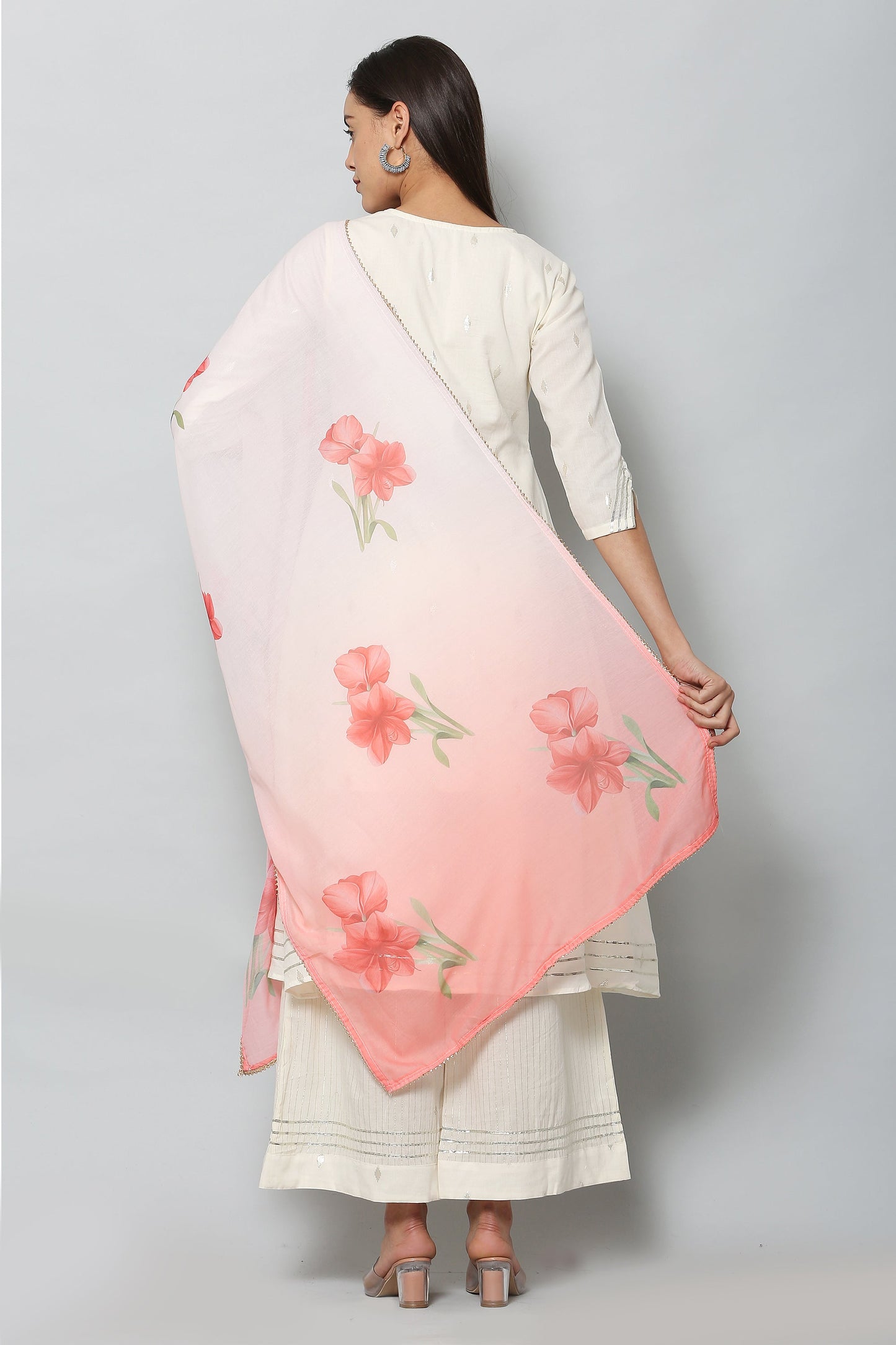 Women's Pink Color Art Muslin  Digital Printed Dupatta
