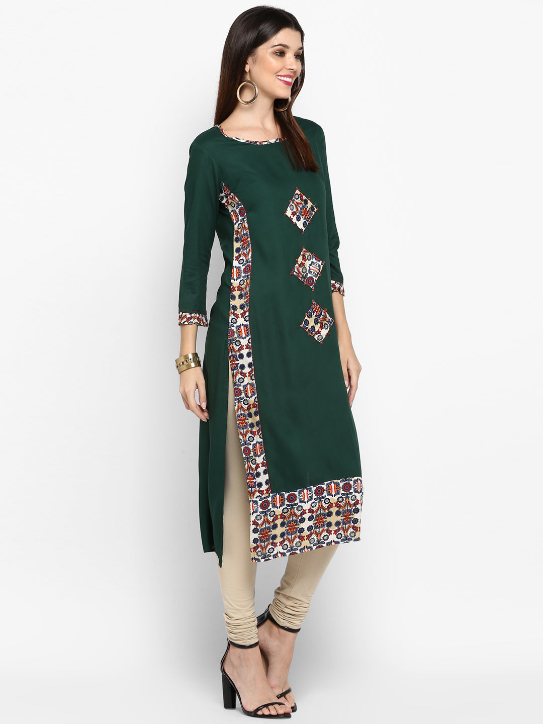 Women's Green Printed Kurta By Vbuyz- (