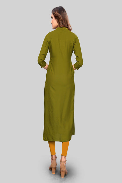 Women's Mehendi Green Straight Kurta By Vbuyz- (