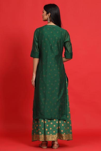 Emeraldgreen Chanderi Embroidered 2 Piece Kurta Dress