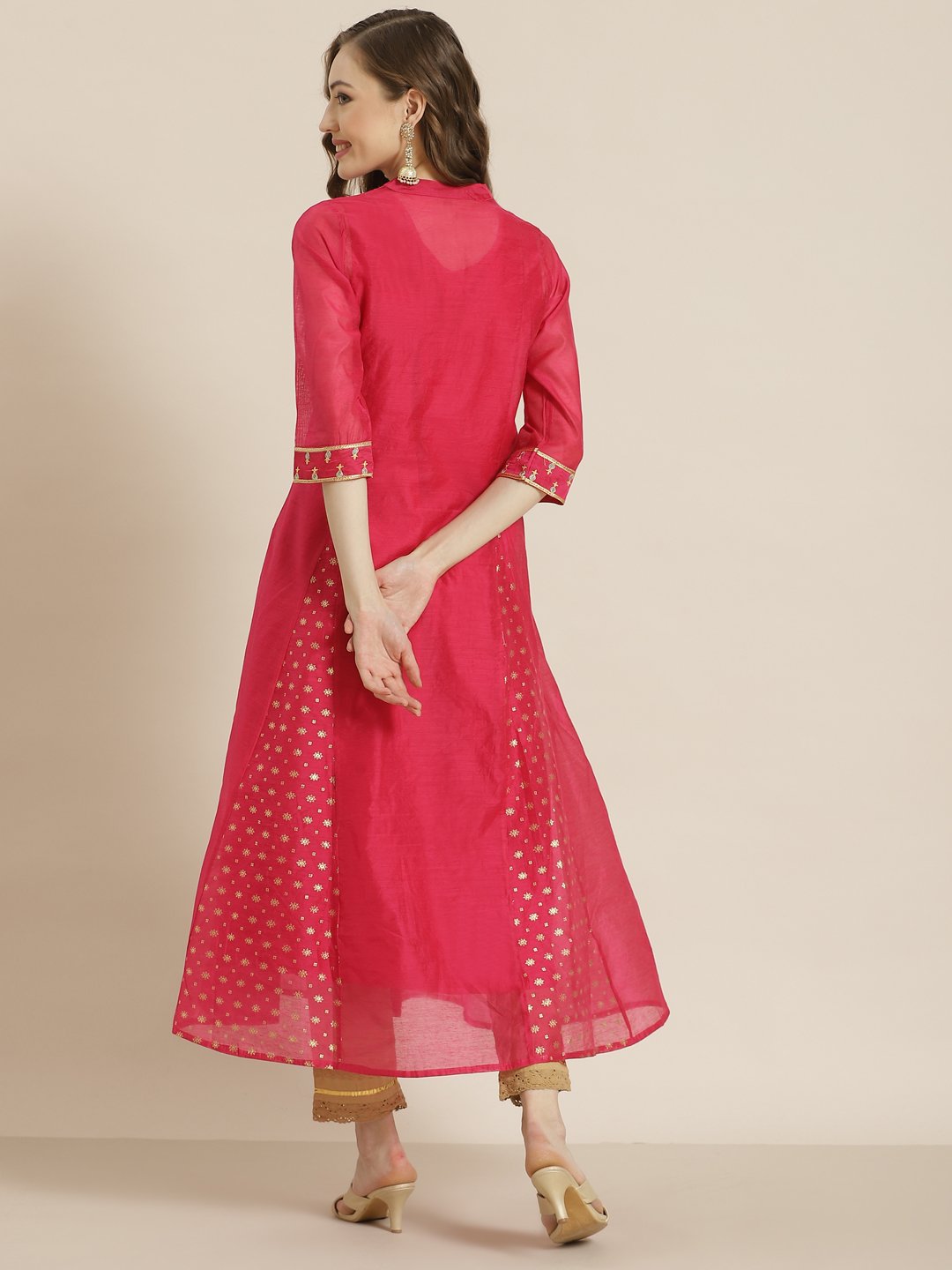 Women's Juniper Fuschia Chanderi Embroidered 2 Piece Kurta