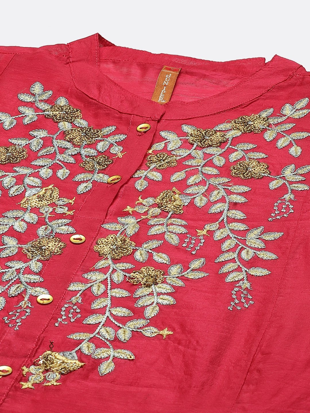 Women's Juniper Fuschia Chanderi Embroidered 2 Piece Kurta