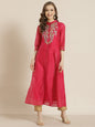Women's Juniper Fuschia Chanderi Embroidered 2 Piece Kurta