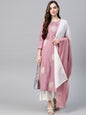 Women's Pink & Offwhite Embroidered Kurta Set