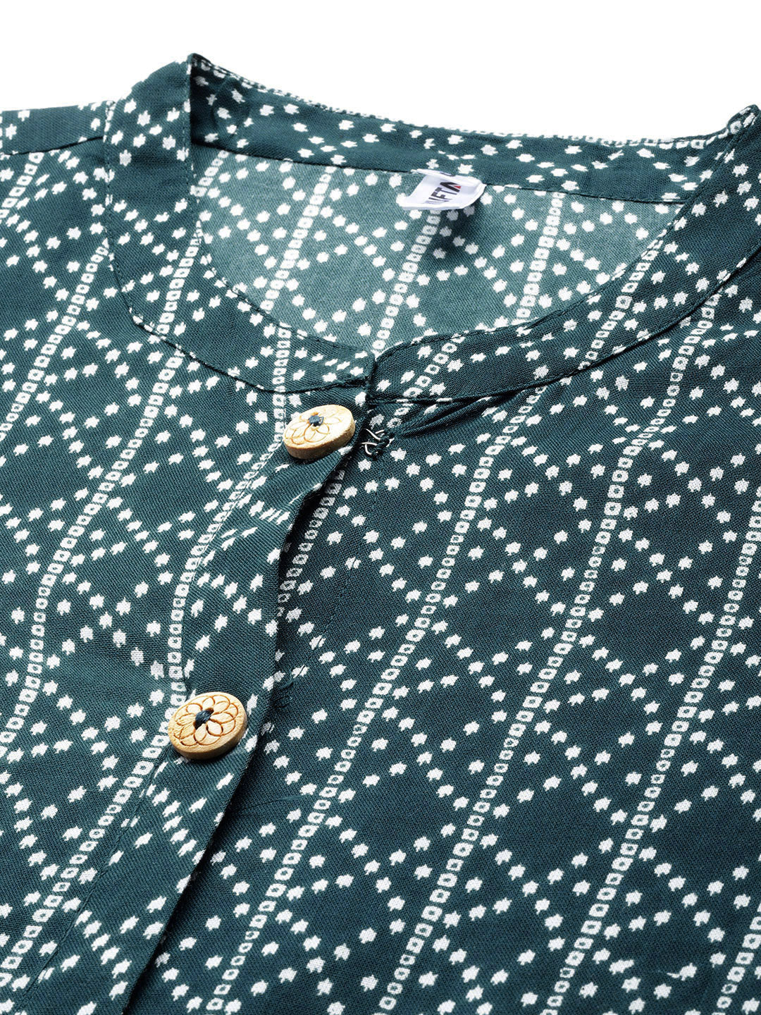 Women's Teal Blue Printed Straight Kurta