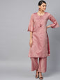 Women's  Mauve Solid Kurta with Palazzos