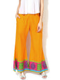 Women's  Mustard Yellow Printed Flared Palazzos