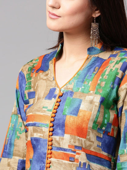 Women multicoloured A line kurta by AKS (Set