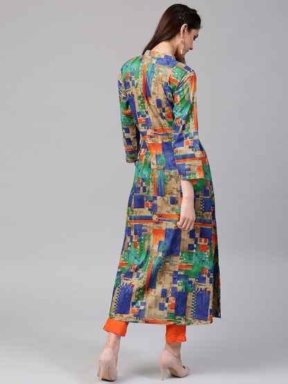 Women multicoloured A line kurta by AKS (Set