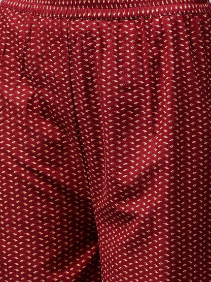 Women's  Cream-Coloured & Maroon Printed Kurta with Palazzos