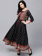 Women Black Printed Anarkali kurta with Jacket by AkS (Set