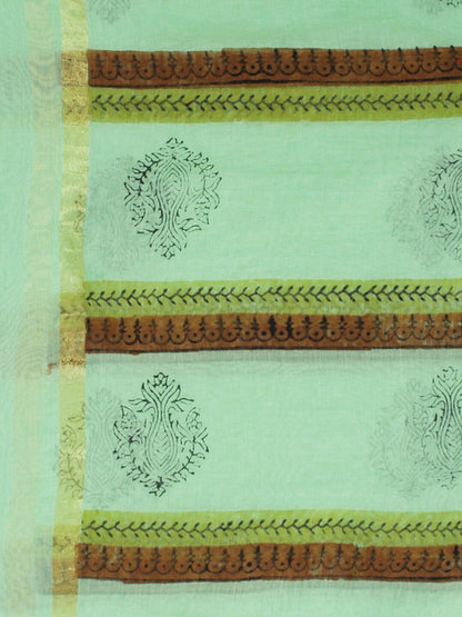 Women's Green Hand Block Printed Dupatta