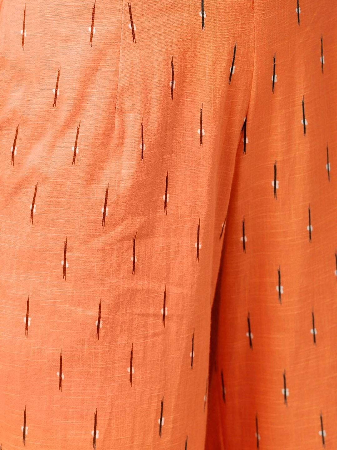 Women's  Black & Orange Solid Kurta with Palazzos