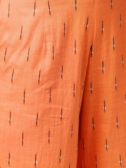 Women's  Black & Orange Solid Kurta with Palazzos